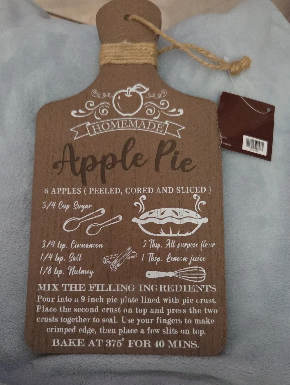Homemade Apple Pie Wooden Serving/Chopping Board - Brown NWOT